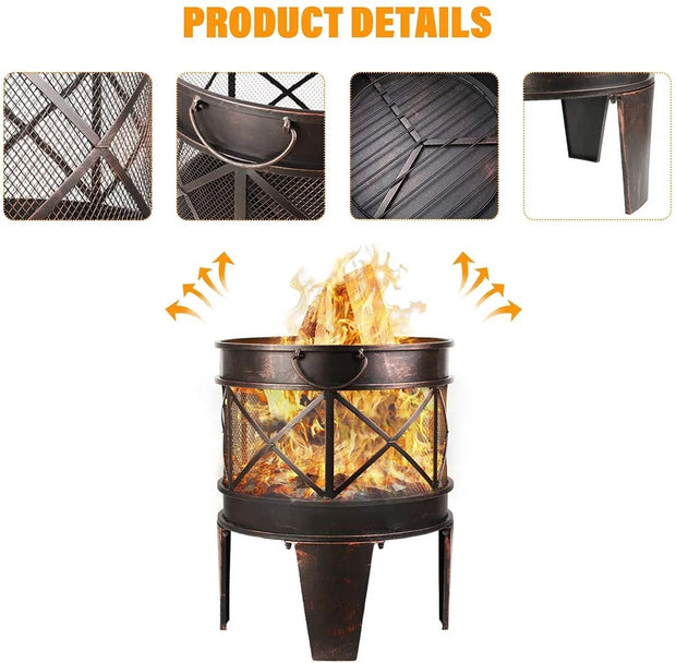 Vuurkorf - Terras Vuurplaats - BBQ - Stabiel en Solide - Antiek Romeinse Look - 45 cm x 58 cm