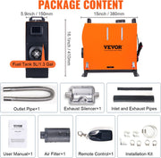 Air Diesel Standkachel - 5KW - 12V - Auto Heater - Luchtverwarmer - met Digitaal-display en Afstandsbediening - voor Boten, Vrachtwagen, Auto's, Campers - Oranje