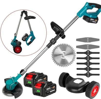 Lawn Mower - Grass Trimmer - Including 2 Batteries &amp; Charger - Weeder - Mower - Tilting Mower - Green