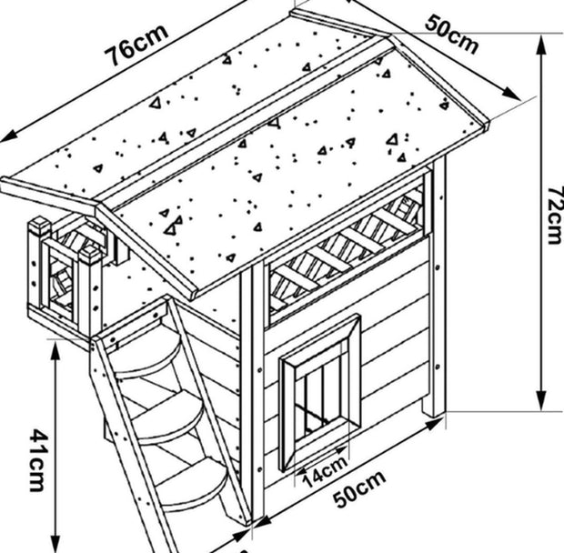 Kattenren - Kattenhuis - Kattenverblijf buiten - Grijs - Kattenhuis voor buiten - Kattenhuisje buiten - Kattenhok buiten