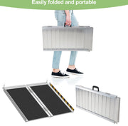 Oprijplaat Brug Draagbaar 61cm - Oprijplaat voor rollators Rolstoelen - Aluminium Rolstoelhellingbaan tot 270 kg - Rijgoot Drempelhelling - Opvouwbaar antislip oppervlak