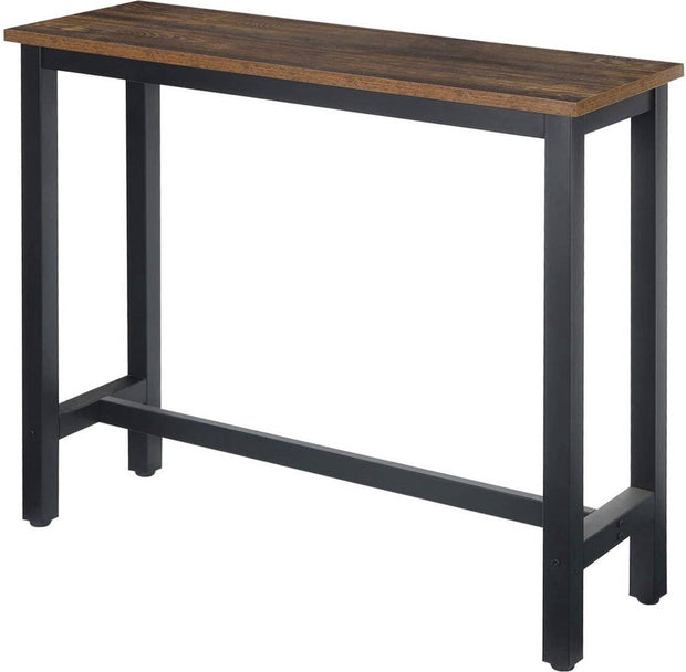 Bartafel - Met Voetensteun - Bistro Eettafel - MDF Hout - Vintage Stijl - Hoge Koffietafel - Donker Hout - 140x40x100 cm - Voor Binnen/Buiten - Tafel voor Keukenbar Balkon