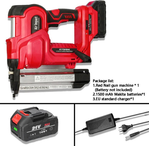 Nietmachine op accu - Nailgun - Nagelpistool - Inclusief 1 x 21 volt accu - Snoerloos - Comfortabele grip