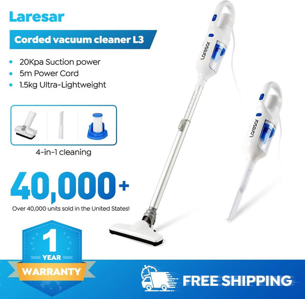 White - 3 Suction Nozzles - 400W - &lt;50 dB - 120 Minutes Runtime - LED Touchscreen Display - 3 Suction Modes