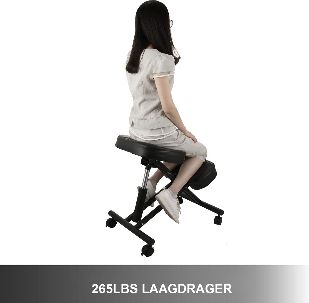Ergonomic Kneeling Chair with Adjustable Height, Wheels and Comfortable Cushion - Healthy Sitting Posture Chair for Office and Work - Ergo Kneeling Chair with Smooth Wheels and Soft Seat - Office Chair for Back Comfort and Productivity