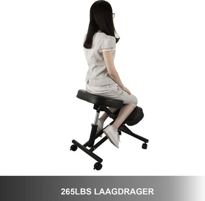 Ergonomic Kneeling Chair with Adjustable Height, Wheels and Comfortable Cushion - Healthy Sitting Posture Chair for Office and Work - Ergo Kneeling Chair with Smooth Wheels and Soft Seat - Office Chair for Back Comfort and Productivity