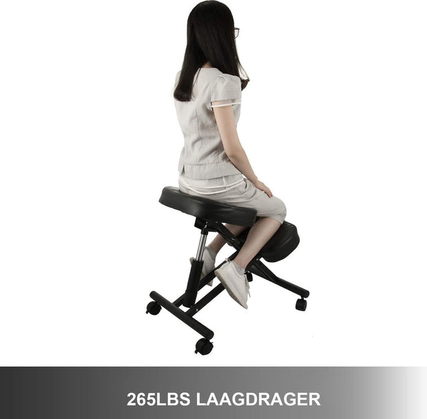 Ergonomische Kniestoel met Verstelbare Hoogte, Wielen en Comfortabel Kussen - Gezonde Zithouding Stoel voor Bureau en Werk - Ergo Kniestoel met Soepele Wielen en Zachte Zitting - Kantoorstoel voor Rugcomfort en Productiviteit
