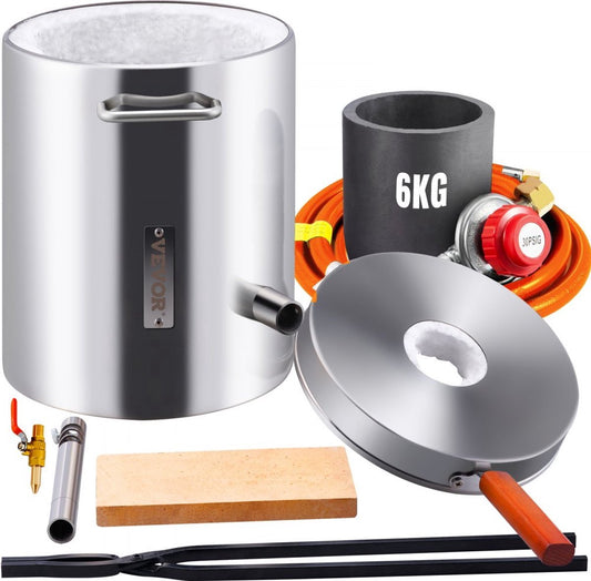 Metaal smeltoven - Smeltkroes - Smeedoven - 6kg - Roestvrij staal - 1 Brander - 1482℃ - QUORE