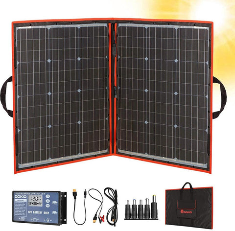 Complete 100W Foldable Solar Panel Set - Monocrystalline Solar Panel - 12V - Daylight Panel - Camper Solar Panel - With Inverter