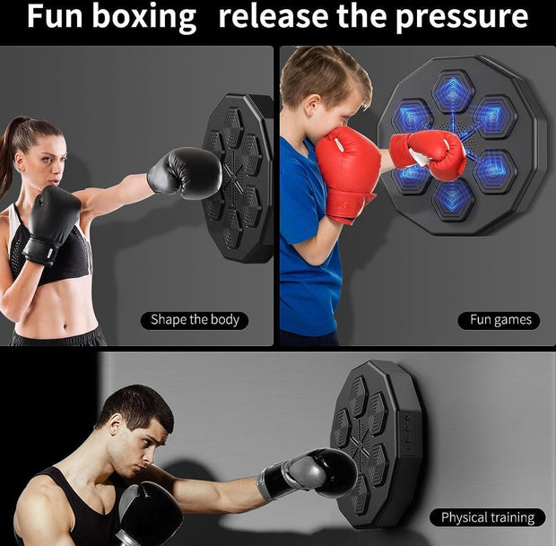 Digital boxing machine - Boxing machine - With music &amp; Bluetooth - Intelligent training - Wall mounting - Boxing - Punching ball - Punching bag - Boxing machine - Boxing machine - Boxing machine with music - Black