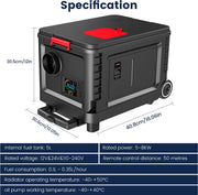 Trolley Standkachel - 12V/24V & 110-220V 5-8KW - Bluetooth App Bediening - Zwarf