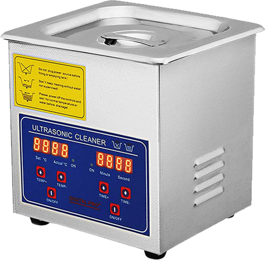 Ultrasonic Cleaner - Ultrasonic Cleaner - Ultrasonic Cleaner - Ultrasonic - Ultrasonic Cleaner for Glasses - Ultrasonic Cleaning Device - For Jewelry - 1.3L - 40kHz - Silver