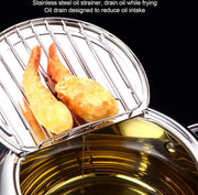 Frituurpan Japanse stijl Tempura Frituurpan met Thermometer - Inductiekookpan Kip Pot Kookgerei voor Keuken - L 24cm .