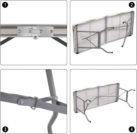 Campingtafel Inklapbaar - Kampeertafel, Partytafel - Lichtgewicht - Aluminium MDF - 150x60x69.5 cm - Zwart