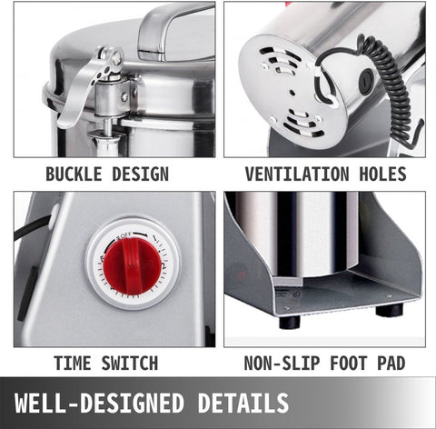 Grinder Grannmolen Molen 2000 W Swing Type Graanmolen Machine 1000 G Elektrische Graanmolen van 304 Roestvrij Staal met een 28000 t/min