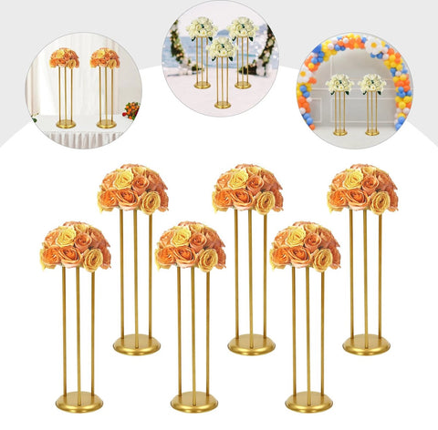 Set van 6 Gouden Bloemenstands - 80 cm Hoge Decoratieve Middelpunt Vazen voor Bruiloften en Feestdecoratie - Bruiloft Decoratie - Luxe Bloem Display Stand