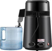 Waterdistilleerapparaat-1 L/uur-4L -  Distilleerapparaat roestvrij staal - 750W - Distilleerapparaat met één - Temperatuurdisplay - Reinigingspoeder voor - Glazen karaf 3 - Koolstofpakketten - Zwart