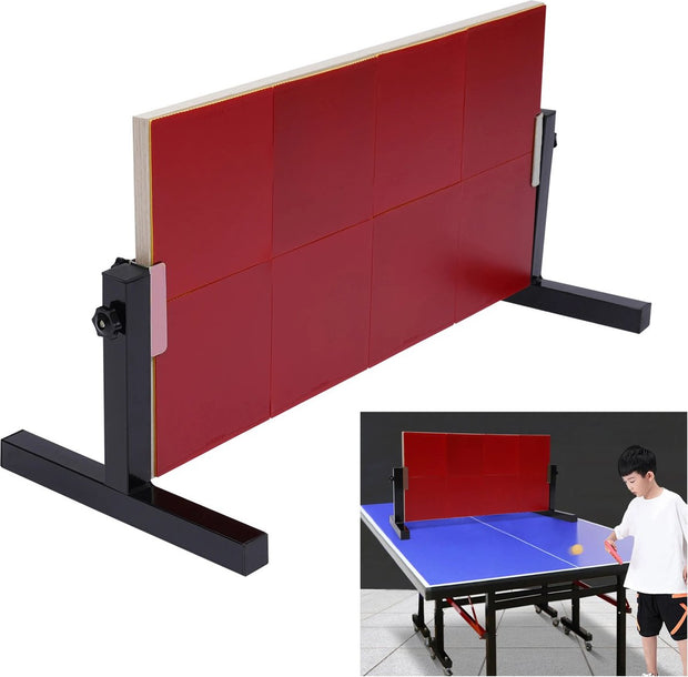 Tafeltennis Rebounder - Eenvoudig te Installeren - Tafeltennistafel Rebound Bord - Zelftrainingsapparatuur met 8 Rode Rubbers - 66 × 33 cm - Rood