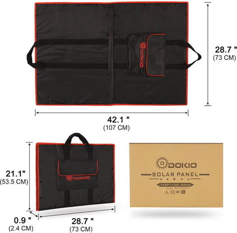 Complete 100W Foldable Solar Panel Set - Monocrystalline Solar Panel - 12V - Daylight Panel - Camper Solar Panel - With Inverter