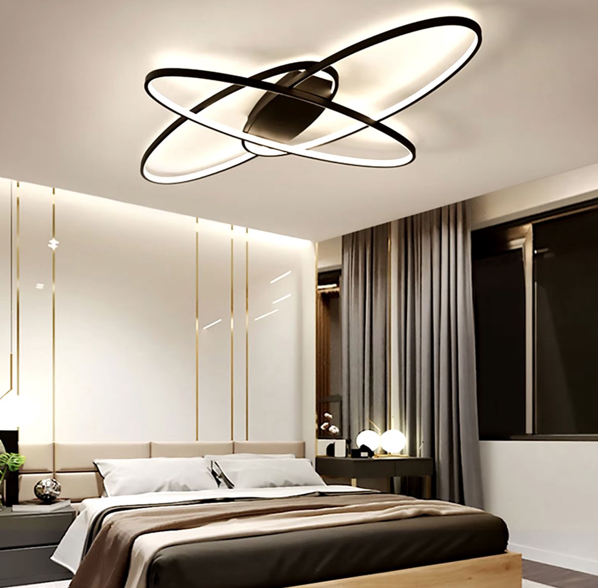 Design plafondlamp - Plafondlamp - Modern - LED - 3 kleuren dimbaar - Aluminium - Zwart