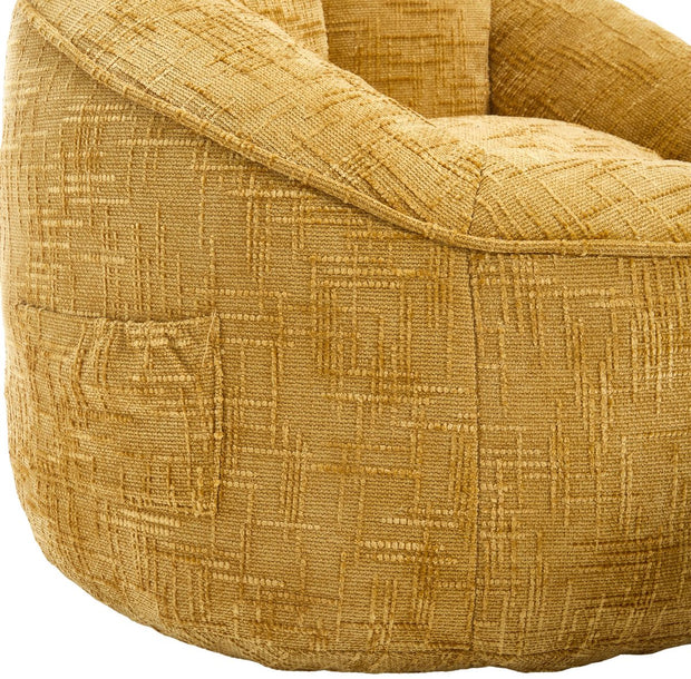 Zitzak Sofa met Voetensteun - Luxe Chenille Bean Bag Stoel -- Ergonomische Loungestoel met Hoge Rugleuning – Comfortabele Fauteuil - Geel