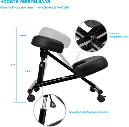 Ergonomic Kneeling Chair with Adjustable Height, Wheels and Comfortable Cushion - Healthy Sitting Posture Chair for Office and Work - Ergo Kneeling Chair with Smooth Wheels and Soft Seat - Office Chair for Back Comfort and Productivity