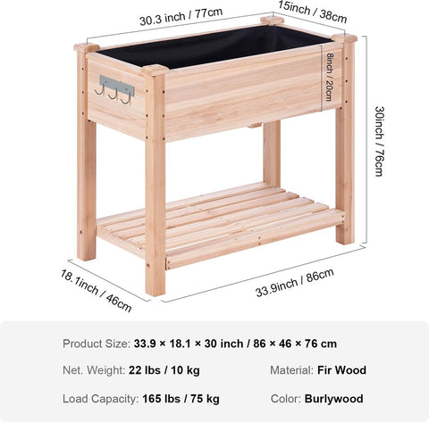 Kweekbak - Kweektafel op poten - Moestuintafel Verhoogd - Kweektafel moestuin - Kruidenbak Op Poten - Kruidenbak Buiten Hout - 86x46x76cm - Hout/100kg Draagvermogen