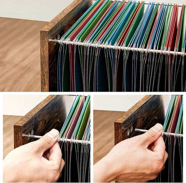 Ladeblok - Rolcontainer - Met wielen - 3 lades - Met 2 open vakken - Houtlook - Bruin zwart