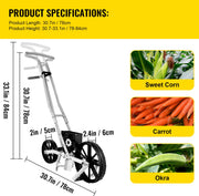 Tuin Push Zaaimachine - 78-84cm - Aluminium en ABS Rij Gewas Planter - met Zes Verwisselbare Zaadplaten en Rijmarkering - voor Het Zaaien van Verschillende Gewassen en Groenten