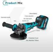 Slijpmachine - Haakse Slijper - Slijper - Elektrische Slijper - 2x Accu - Met Koffer - Met Accessoires - Blauw