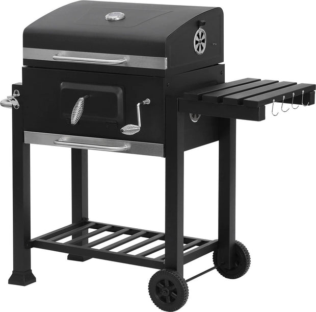 Bbq - Barbecue - Bbq houtskool - Houtskool grill - Bbq met deksel - Hoogte verstelbare Bbq - Bbq staand met wielen - Zwart
