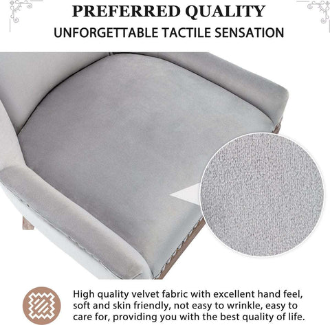 Gutent Deluxe Eetkamerstoelen, Grijs (2 stuks), Gestoffeerde stoelen met spijkers, Massief houten poten, fluwelen bekleding, keukenstoelen, woonkamerstoelen