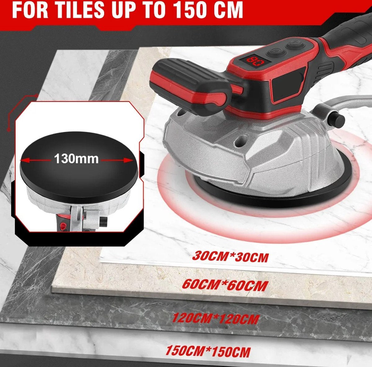 Tegeltiller - Tegelzuignap - Tegellifter - Tegelklem - Vacuum - Stenenklem - Tot 200kg - Elektrisch - Incl. 2x Batterij