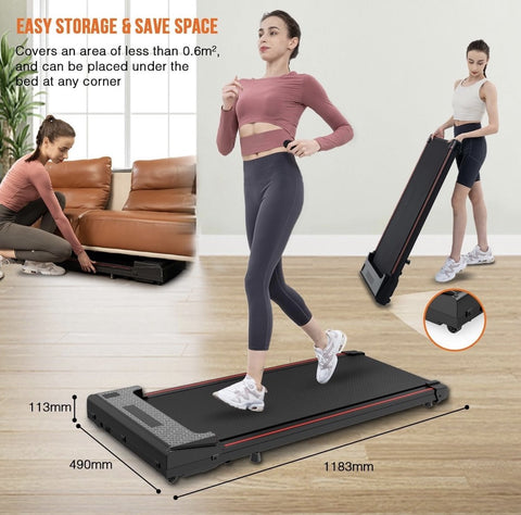 Compacte draagbare elektrische loopband - Platte loopband - 1-6KM/H - LED-display - Afstandsbediening - Energiezuinig en geluidsarm - Ruimtebesparend
