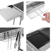 Grill Barbecue – Houtskool BBQ – Barbecues – Zijtafels – Draagbare Camping BBQ – Grill voor Buiten – RVS – 122 x 30 x 75 cm