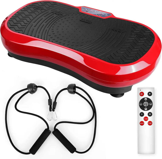 Fitness Trilplaat Pro - Powerplate - Ultra Stil - Afstandsbediening - 10 Programma's - 120 Snelheden - Antislip - Trainingsbanden - Rood