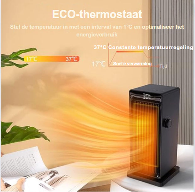 Elektrische Kachel - Keramische Ventilatorkachel - Oververhittingsbeveiliging - Energiebesparend - Zwart