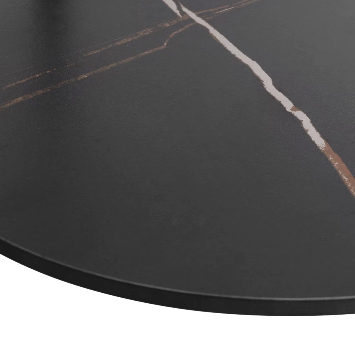Salontafel - Ronde salontafel - Gesinterd steen - Marmerlook - 2 laags - Wit/Zwart - 80cm
