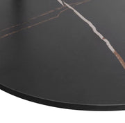 Salontafel - Ronde salontafel - Gesinterd steen - Marmerlook - 2 laags - Wit/Zwart - 80cm