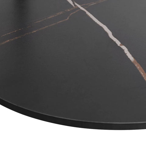 Salontafel - Ronde salontafel - Gesinterd steen - Marmerlook - 2 laags - Wit/Zwart - 80cm