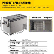 Auto Koelbox - Vriezer - Mini Vriezer - 35L - Koelbox 12V - Koelbox Elektrische - Mini Koelkast - Auto Koelkast - 12V