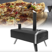 Pizzaoven - Hout gestookte oven - Buiten - Buitenkeuken - Buitenoven - Hout gestookt - RVS - Zwart - 12" pizza's