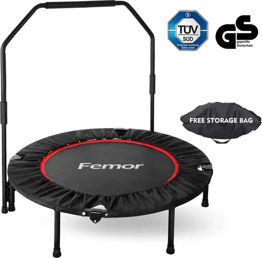 Mini trampoline - Fitness trampoline met beugel - Sport trampoline - Fitnesstrampoline - Met verstelbare handgreep - 101 cm