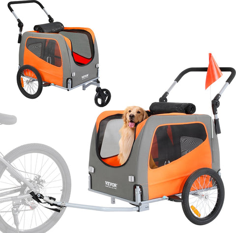 Hondenfietskar - 2 in 1 - Fietsendrager voor kinderwagen - Opvouwbare bolderkar - met Quick-release wielen - Universele Fietskoppeling - Reflectoren - 30kg