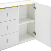 LED - Modern wit dressoir met LEDverlichting - 150x35x80 cm - 2 deuren, 3 lades en RGB-kleuren - Opbergkast voor woonkamer, eetkamer of hal - Wit