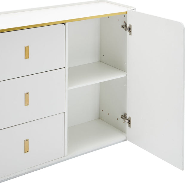 LED - Modern wit dressoir met LEDverlichting - 150x35x80 cm - 2 deuren, 3 lades en RGB-kleuren - Opbergkast voor woonkamer, eetkamer of hal - Wit