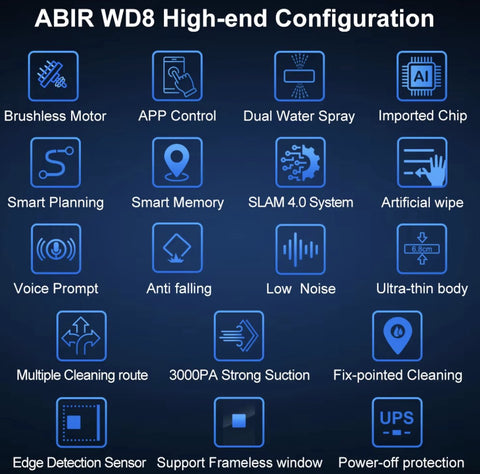 Robot Ramenreiniger - Robot raamwasser - Robot ramenwasser - Dubbel watersproeier - Slim geheugen - App control - Afstandsbediening - Wit