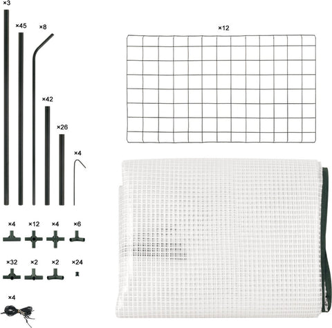 Greenhouse XL - Growing box 18 shelves - Growing box with foil - Garden greenhouse Wall greenhouse UV-resistant - White