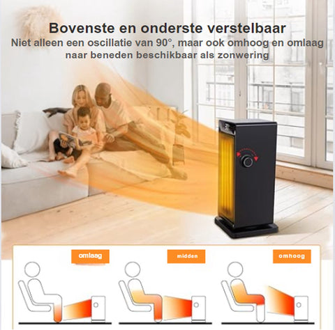 Elektrische Kachel - Keramische Ventilatorkachel - Oververhittingsbeveiliging - Energiebesparend - Zwart