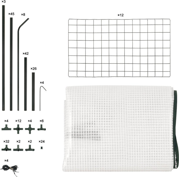 Greenhouse XL - Growing box 18 shelves - Growing box with foil - Garden greenhouse Wall greenhouse UV-resistant - White